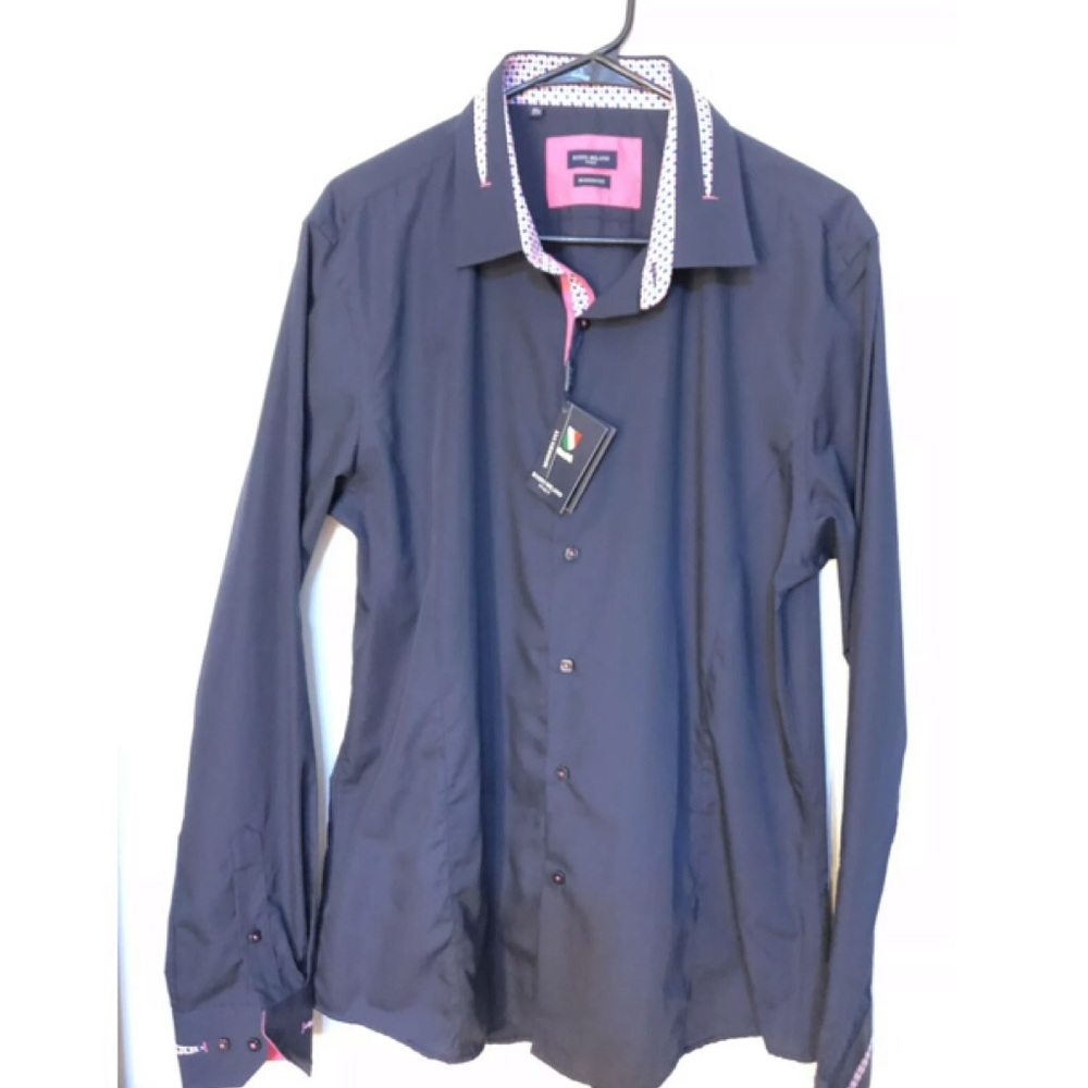Rosso Milano Modern Fit Navy Blue Dress Shirt